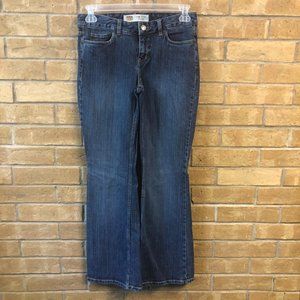 ROUTE 66 Women's Size 4S Short Low-Rise Flare Blue Denim Jeans 90s Vintage